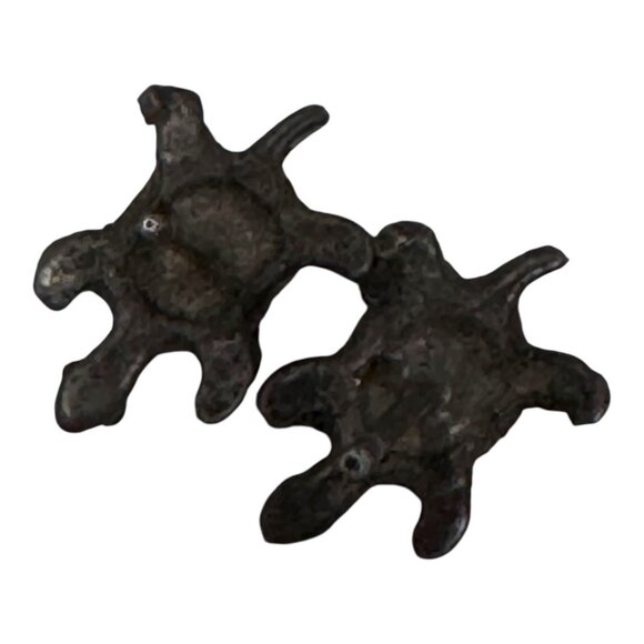 Vintage Sterling Silver Crushed Inlaid Turquoise Turtle Earrings Small Post READ - Picture 4 of 6